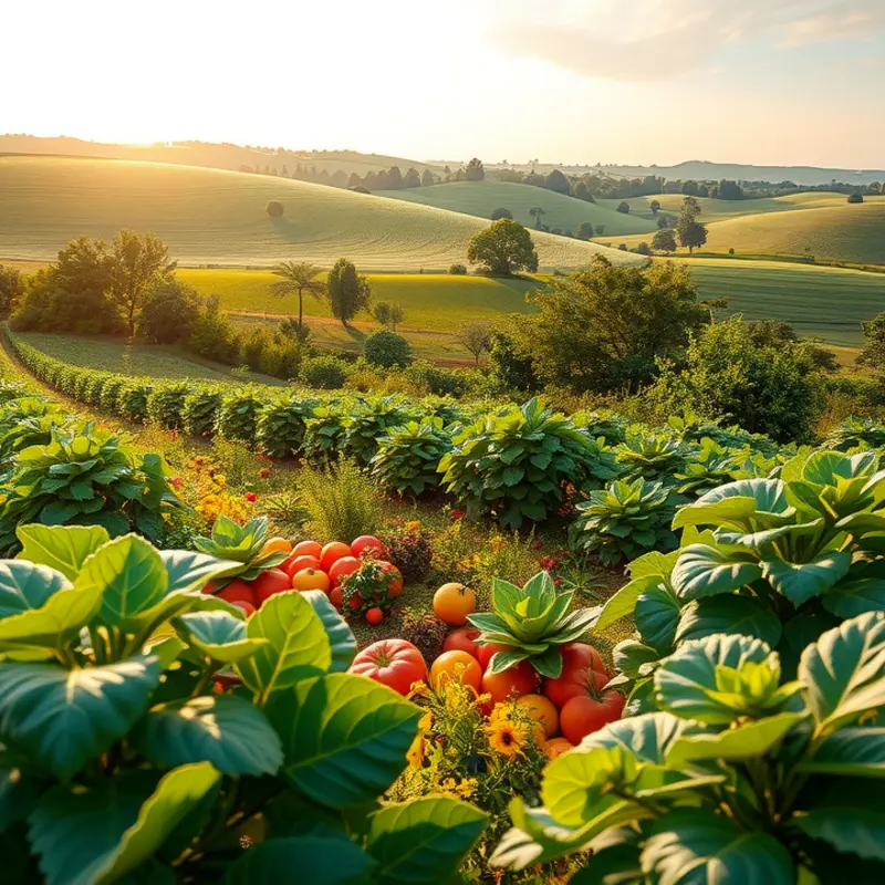 Vibrant green apples growing in a sunlit orchard.