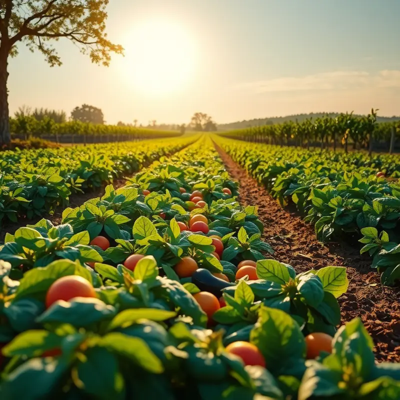 A sunlit field showcasing the vibrancy of natural produce.