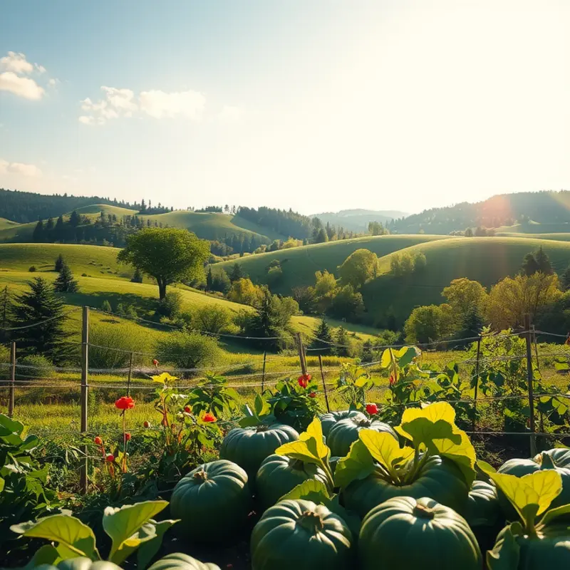 A scenic view of vibrant fruits growing naturally in a sunny orchard.