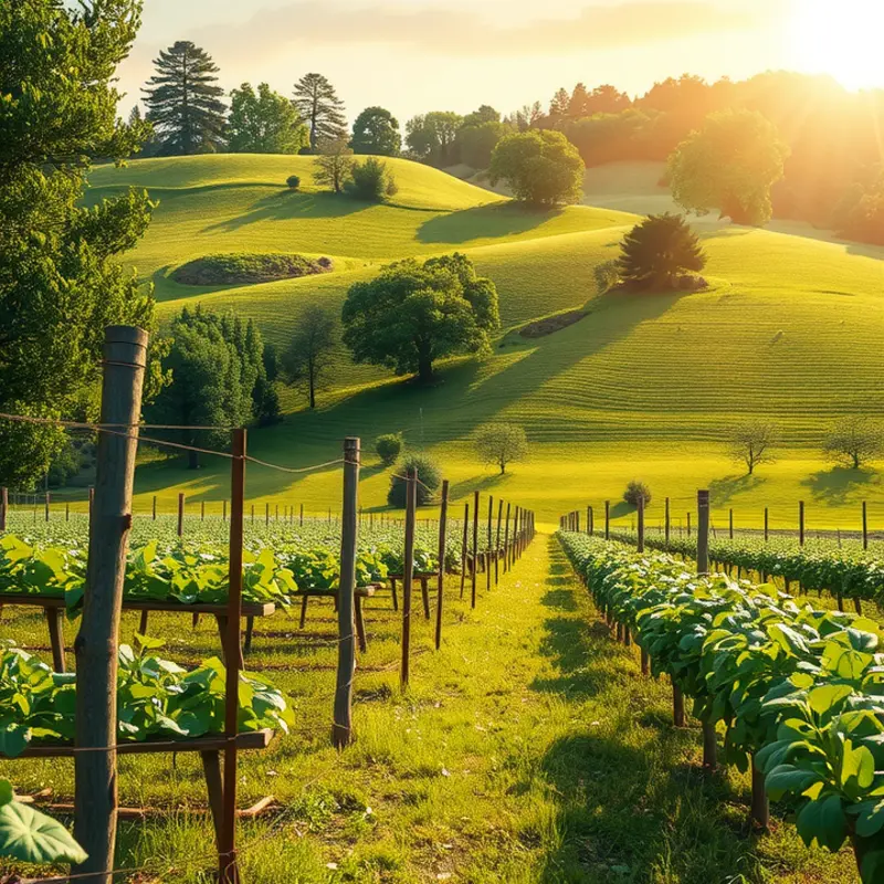 A vibrant sunlit field full of fresh organic produce.