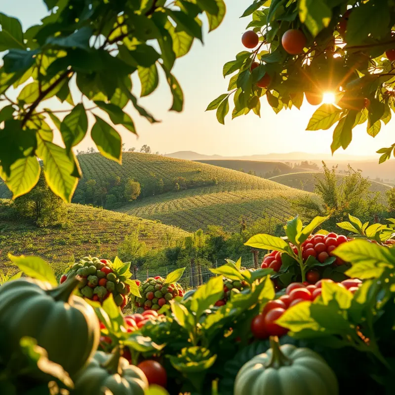 A vibrant organic orchard highlighting fresh produce.