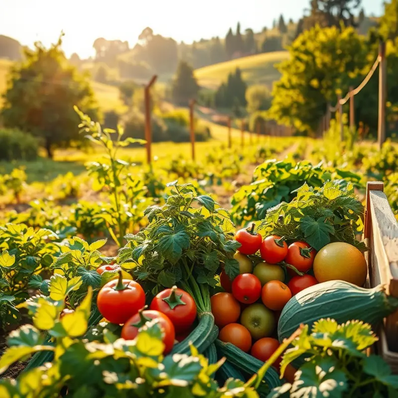 A sunlit field showcasing the abundance of organic produce.