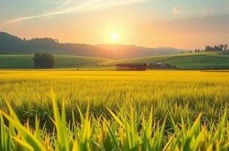 A sunlit field filled with vibrant vegetables and fruits in a picturesque natural setting.