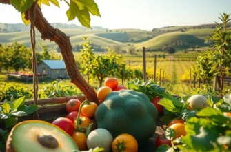 A bright and colorful field filled with fresh vegetables and fruits.