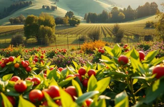 A lush landscape filled with colorful vegetables and fruits growing abundantly in nature, perfect for meal planning.
