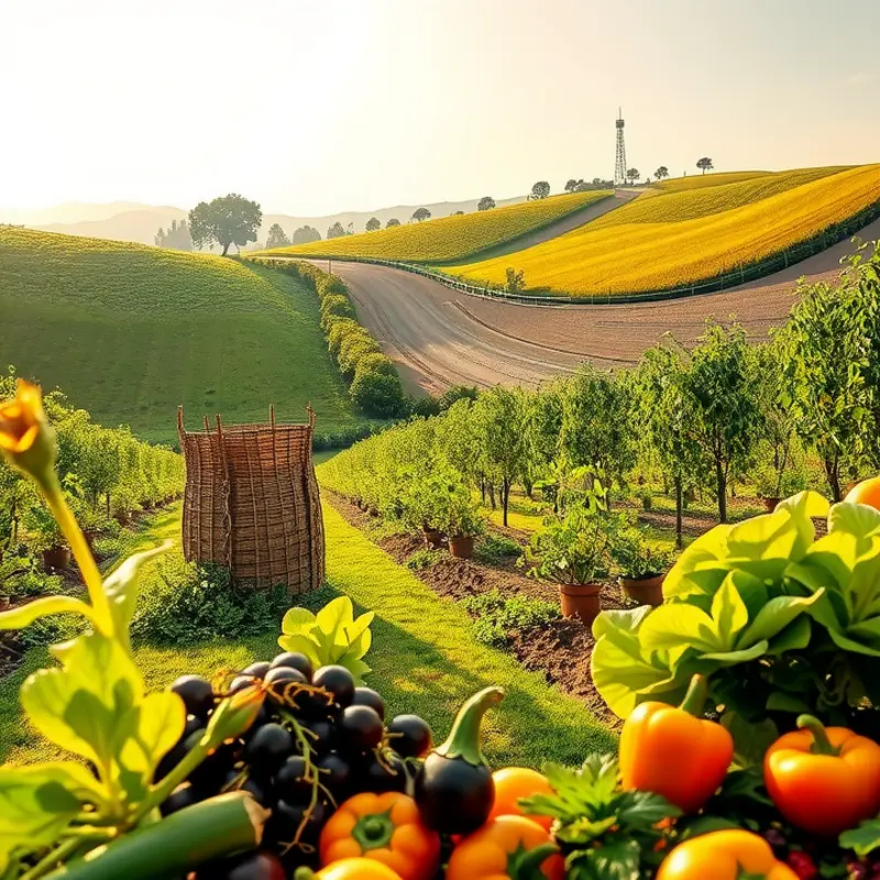 A lush, sunlit field showcasing vibrant organic produce.