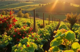 An idyllic field filled with bountiful organic harvest.