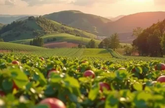 A lush field filled with healthy, organic produce surrounded by nature.