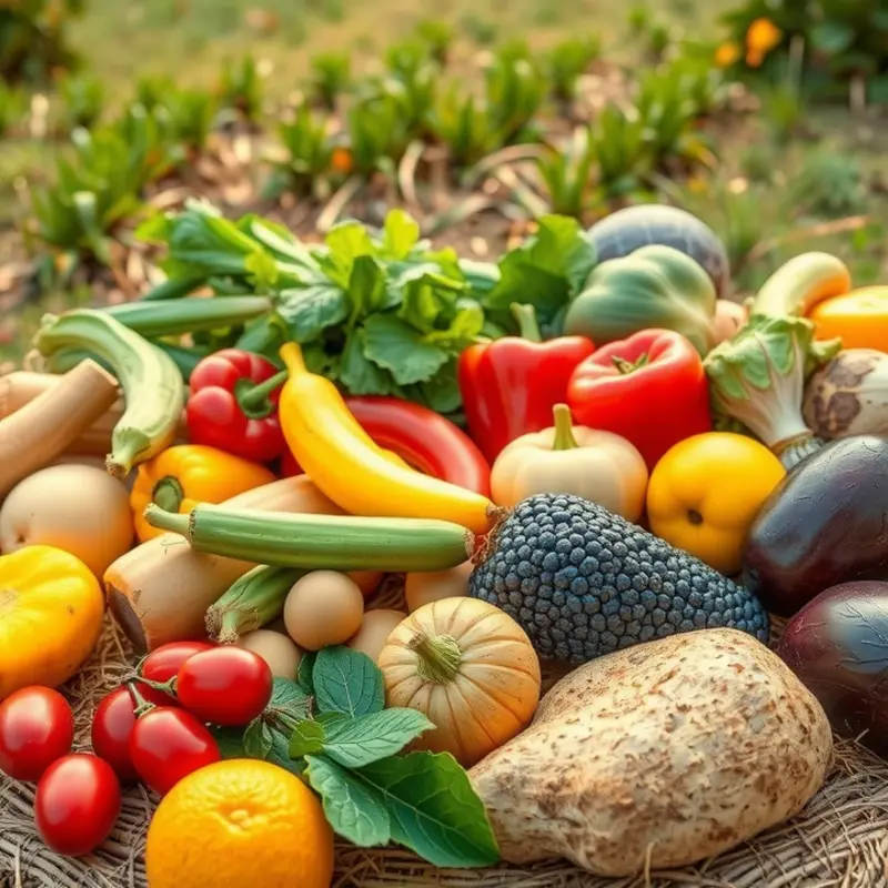 A lush field of sustainable crops thriving in harmony with nature.