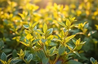 Idyllic sunlit field showcasing lush organic lemon balm plants in a vibrant natural setting.