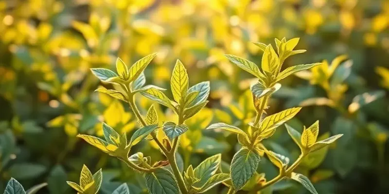 Idyllic sunlit field showcasing lush organic lemon balm plants in a vibrant natural setting.