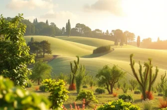 A tranquil landscape filled with vibrant fruits and vegetables growing abundantly in a natural setting.