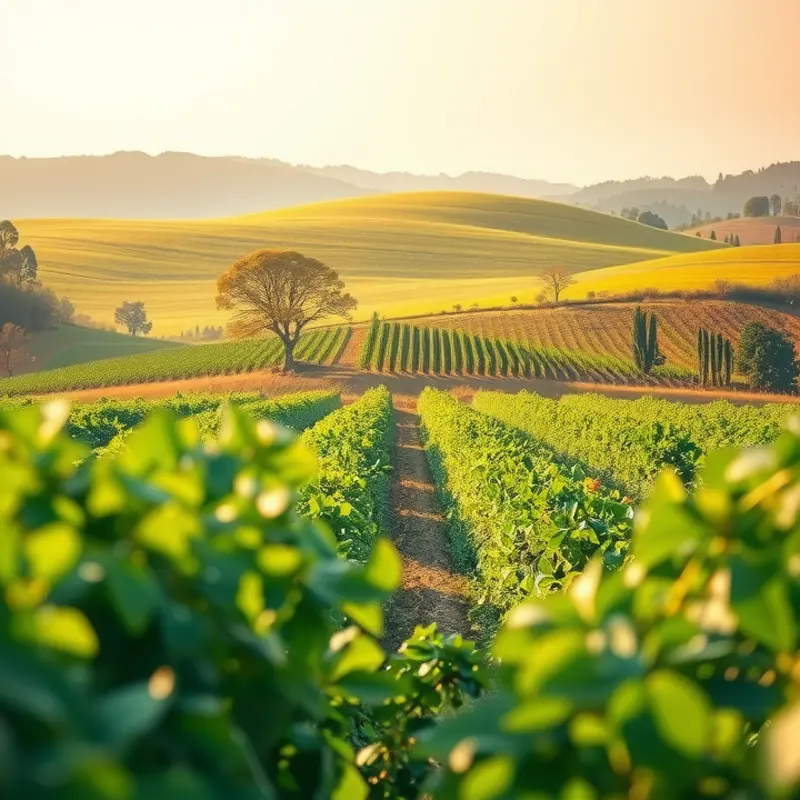 A sunlit field filled with organic fruits and vegetables.