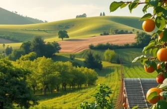 A lush, photorealistic landscape showcasing vibrant healthy produce in a natural setting.