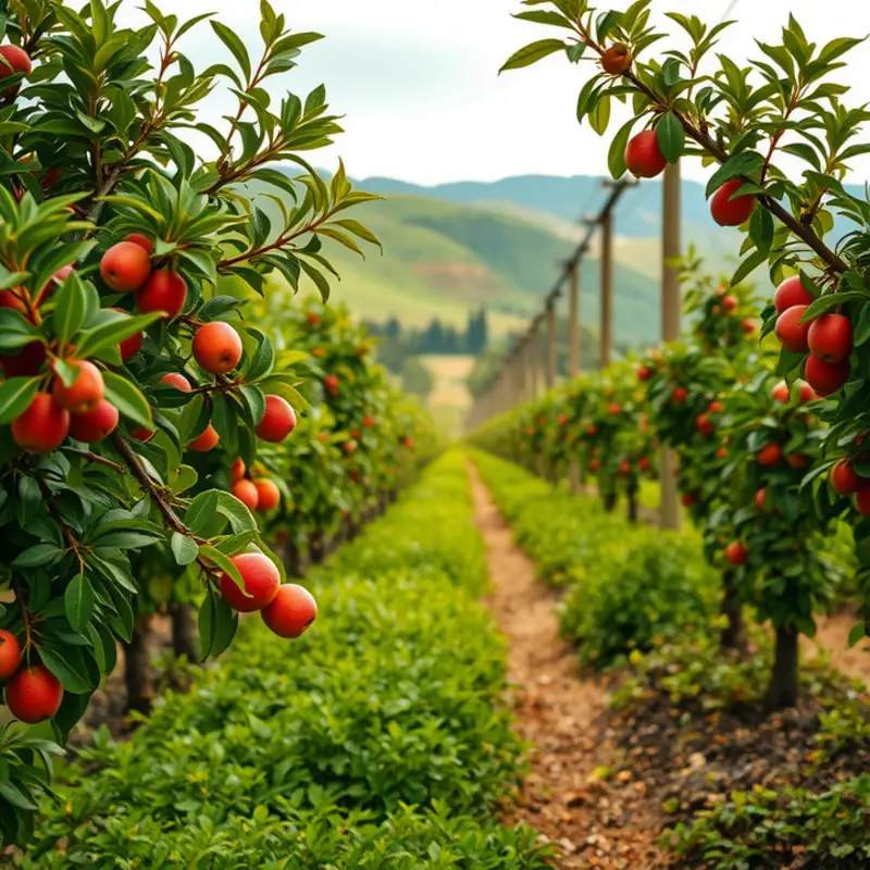 A lush field showcasing organic vegetables and fruits.