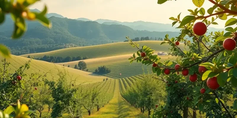 A beautiful sunlit field showcasing an abundance of organic produce.