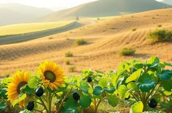 A picturesque field filled with fresh fruits and vegetables in a natural setting.