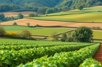 A scenic view of a lush field filled with organic produce under perfect sunlight.