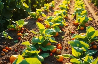 A natural landscape filled with vibrant organic vegetables and fruits in a sunlit field.