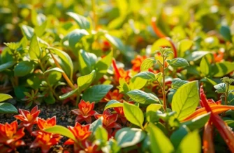 A sunlit field filled with diverse fruits and vegetables illustrating organic abundance.