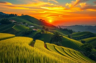A pristine field filled with organic vegetables and fruits under soft, warm sunlight.