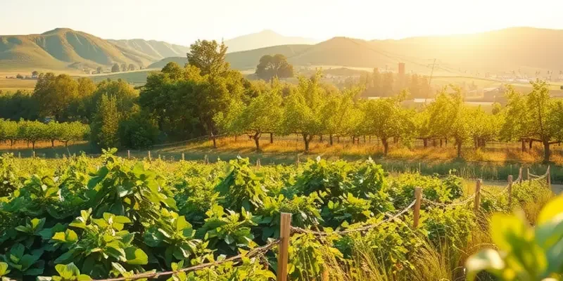 A beautiful landscape focusing on organic vegetables and fruits growing naturally.