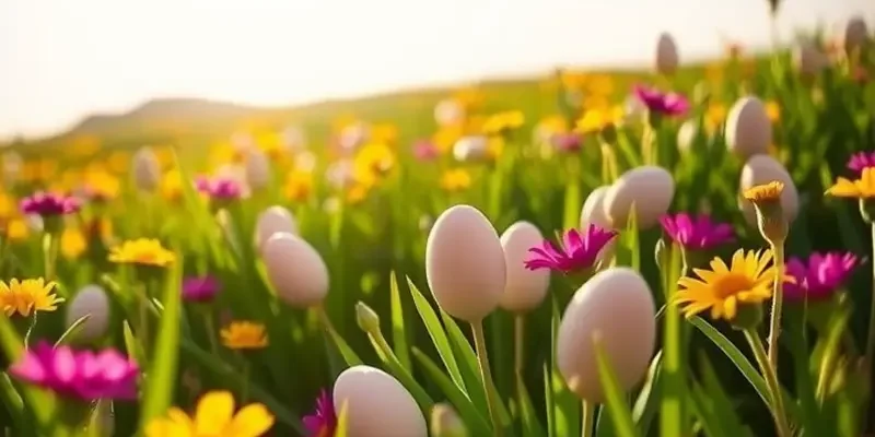 A vibrant sunlit field filled with fresh fruits and vegetables, emphasizing healthy living.