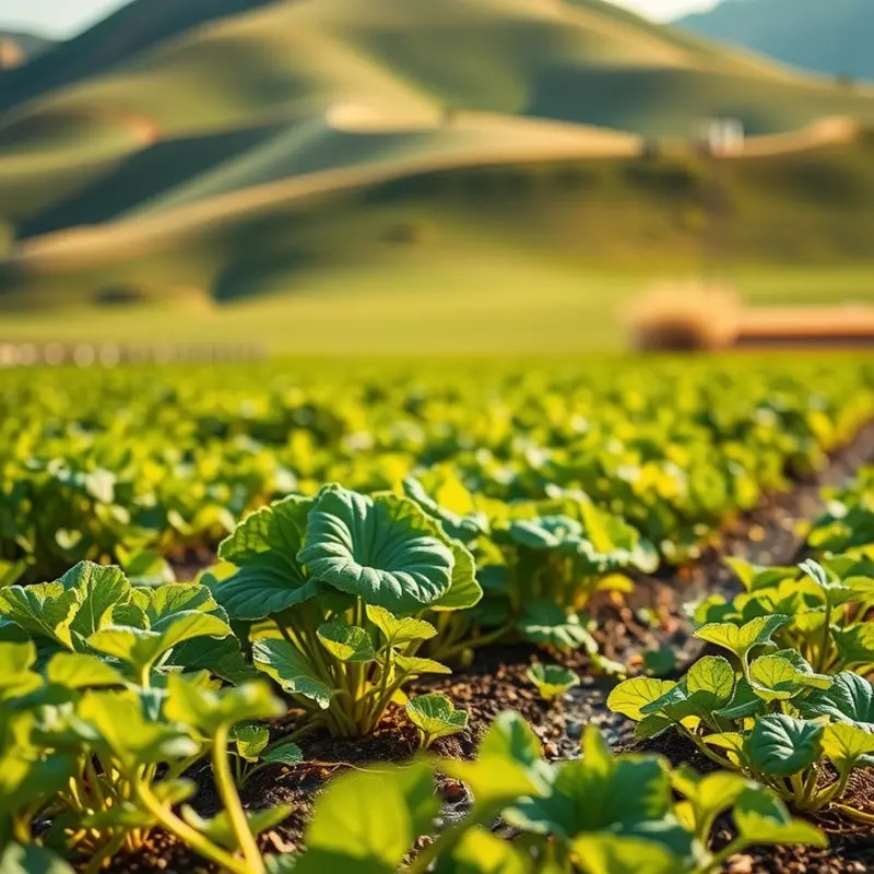 A vibrant field full of fresh vegetables, symbolizing abundance and healthy nutrition.