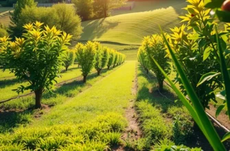 A scenic landscape showcasing vibrant vegetables and fruits in a natural setting.