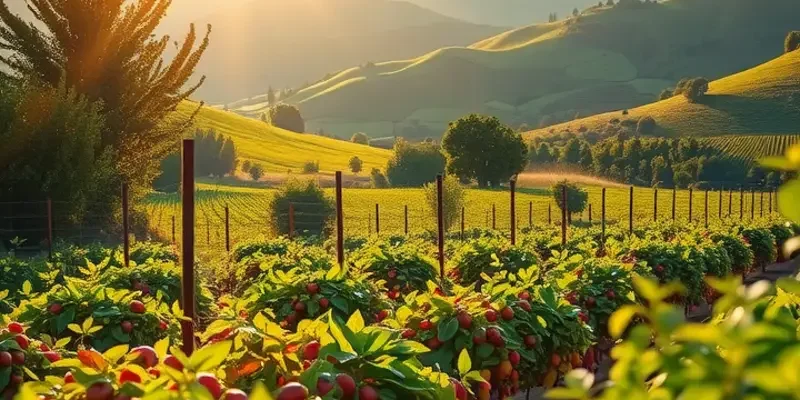 A vivid display of fresh organic produce in a sunlit field.