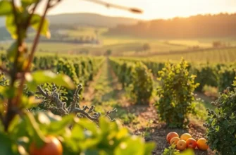 A scenic field brimming with organic vegetables and fruits in natural light.