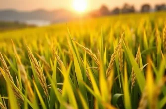 A serene landscape with vibrant vegetables and fruits growing in a sunlit field.