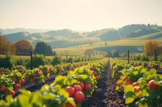Scenic landscape of vibrant, fresh organic produce thriving in a sunlit field.