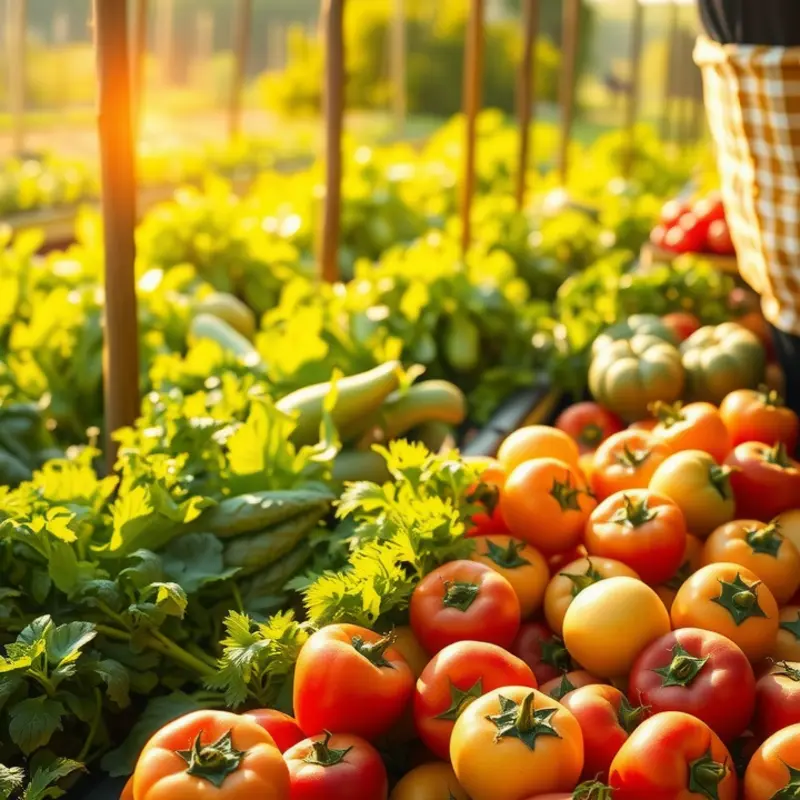 A sunlit field showcasing the vibrancy of organic produce.
