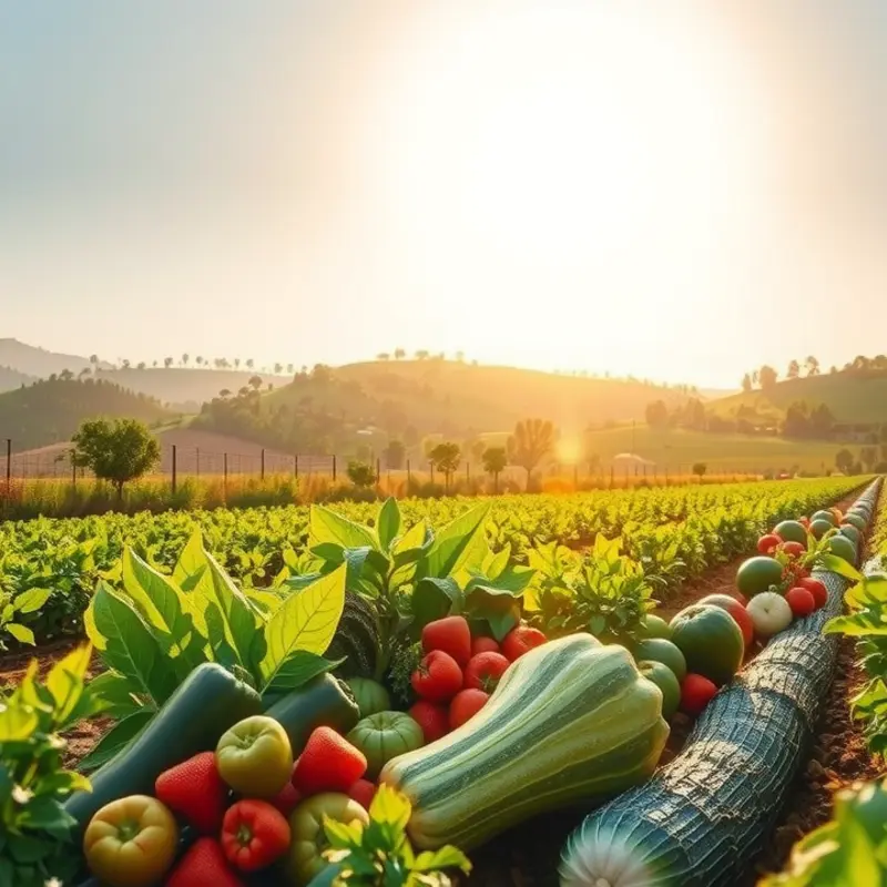 A vibrant field of organic vegetables showcasing nature’s bounty.