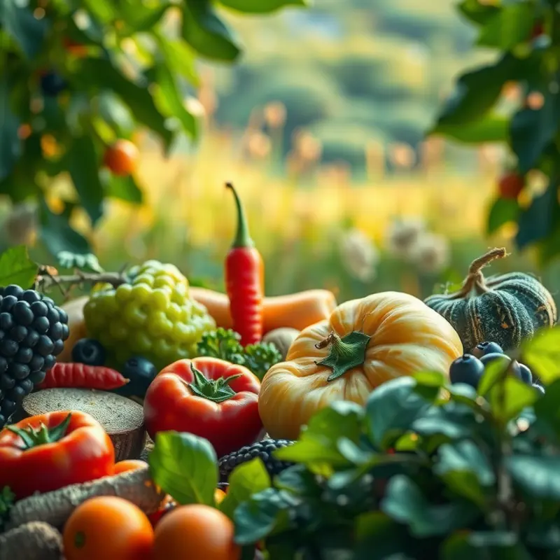 A vibrant sunlit field showcasing organic produce, symbolizing a healthy, grain-free lifestyle.