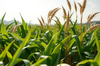 A sunlit landscape showcasing healthy organic produce in lush greenery.