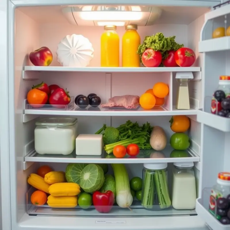 An organized refrigerator with clearly defined zones for different food groups.