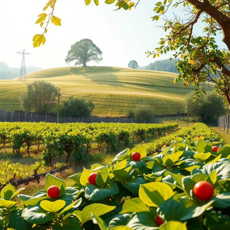 A vibrant and lush field showcasing a variety of fresh vegetables.