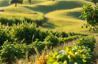 A picturesque field filled with fresh organic vegetables and fruits, surrounded by nature, illustrating the concept of healthy eating.