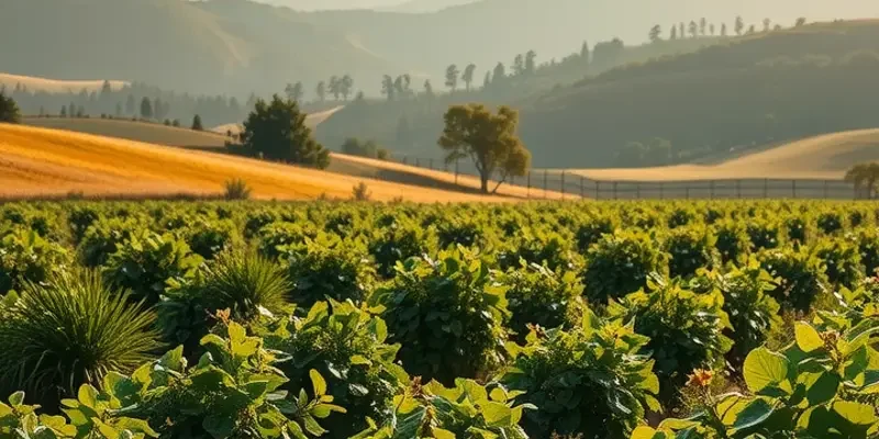 An expansive field filled with vibrant vegetables and fruits, illuminated by the warm sun.