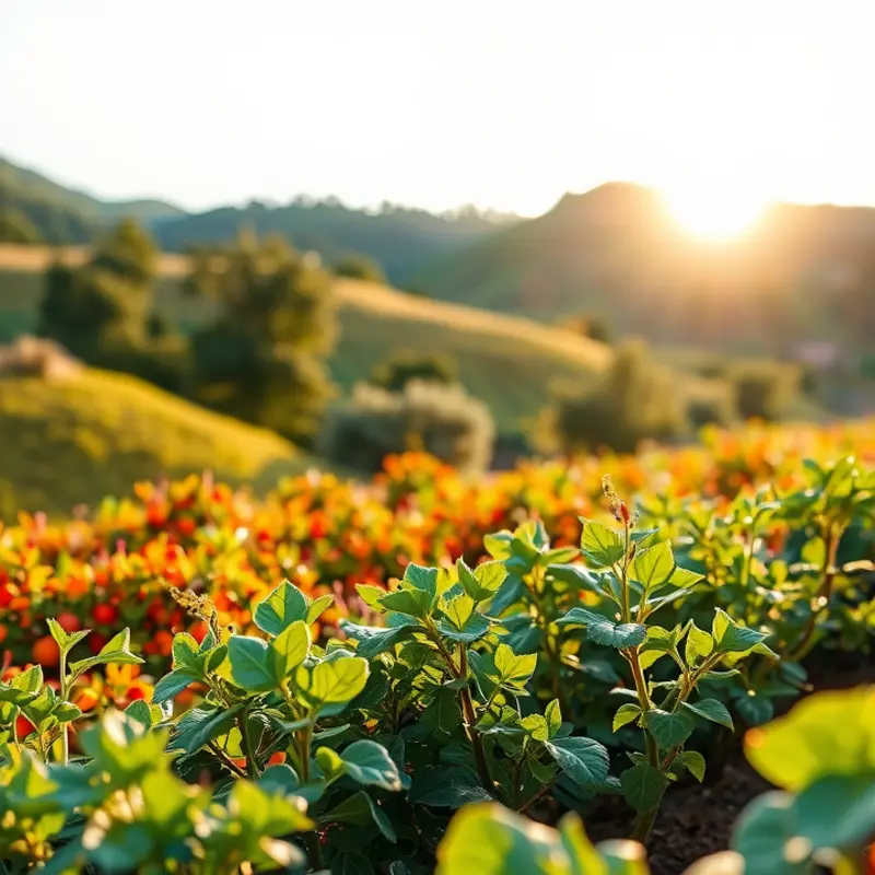 A vibrant field filled with organic vegetables and fruits, showcasing the beauty of plant-based diets.