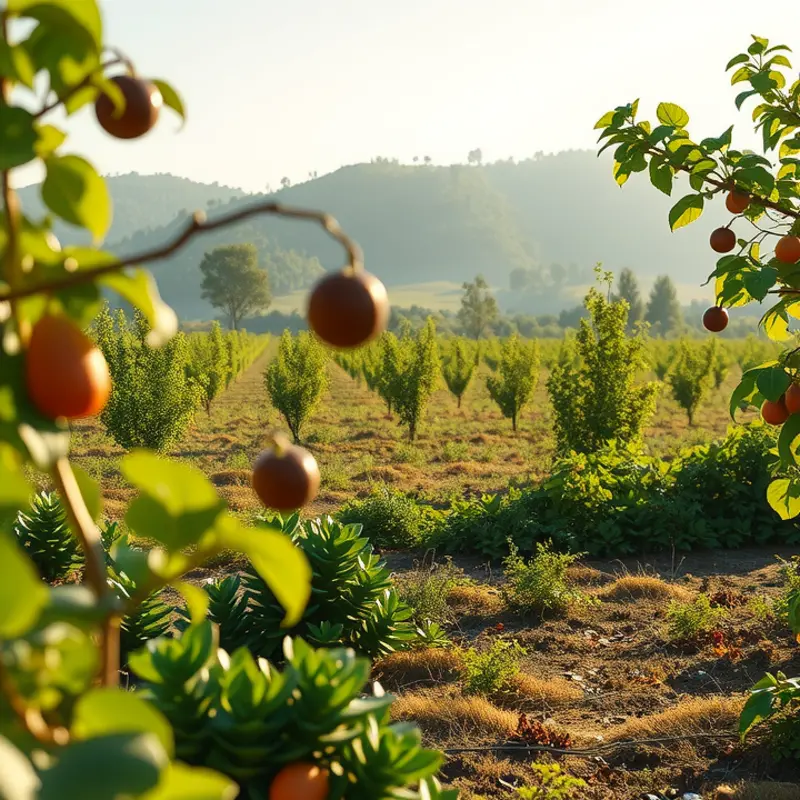 A vibrant field of organic fruits and vegetables representing plant-based nutrition.