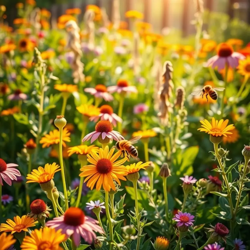 A vibrant field rich in organic fruits and vegetables, illustrating the connection between food choices and pollinator habitats.