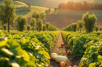 A serene landscape illustrating the natural beauty of Portugal, filled with vibrant fruits and vegetables in sunlight.