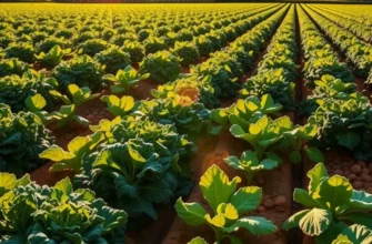 Lush landscape showcasing a variety of organic vegetables flourishing in natural sunlight.