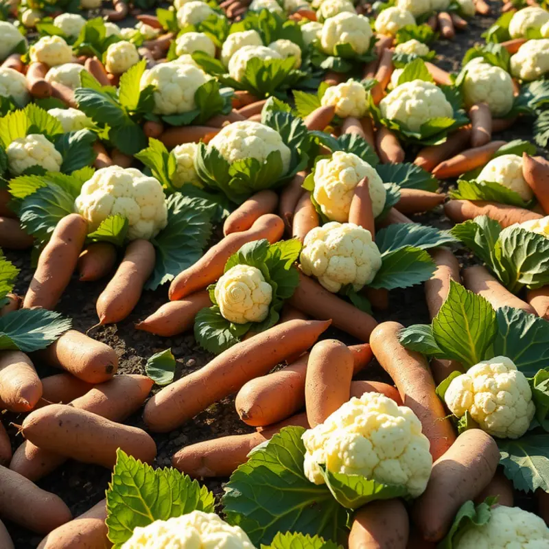 A field of vibrant alternative vegetables ready to replace standard potatoes.