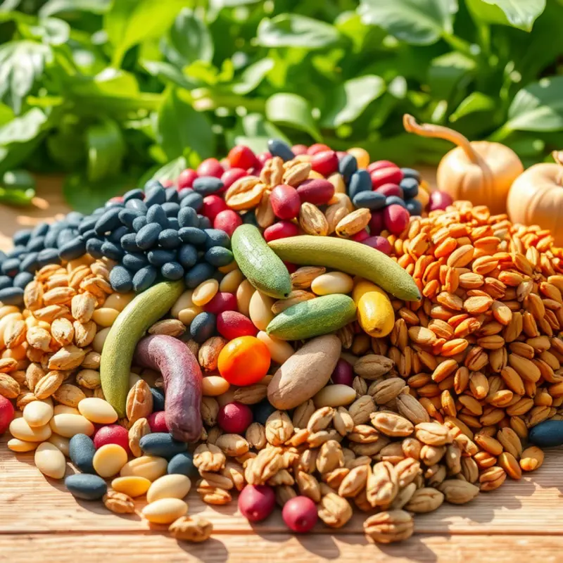 An array of colorful legumes and nuts, emphasizing the variety of plant-based proteins.