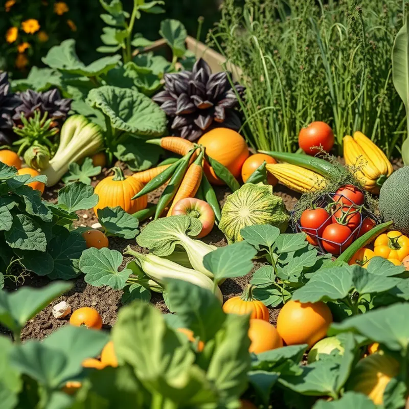 A vibrant landscape highlighting sustainable vegetables and fruits.
