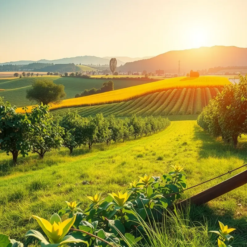 A thriving orchard bursting with fresh fruits and vegetables, symbolizing the essence of high-energy vegan diets.